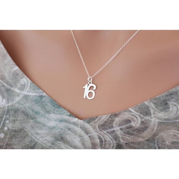 Sterling Silver 16 Charm Necklace - Picture 1 of 2